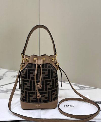 Replica Fendi Tresor Mini Bucket Brown - 1:1 premium replica handbag