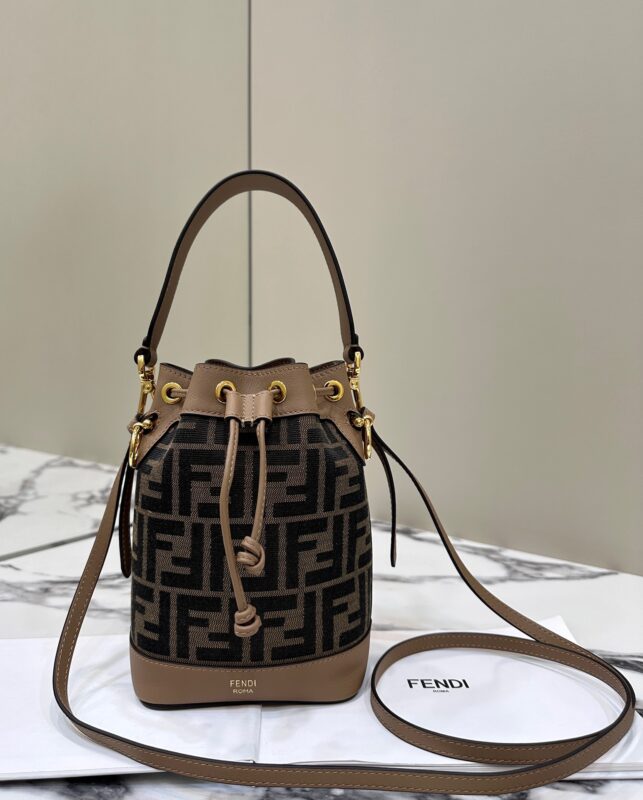 Replica Fendi Tresor Mini Bucket Brown - 1:1 premium replica handbag