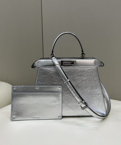 Replica Fendi Peekaboo Large Silver - designer handbag clone
