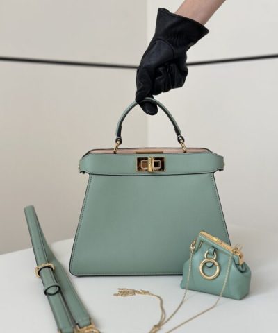 Replica Fendi Peekaboo Medium Light Green - 1:1 premium replica handbag