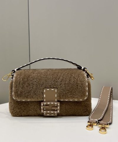 Replica Fendi Baguette Brown Wool