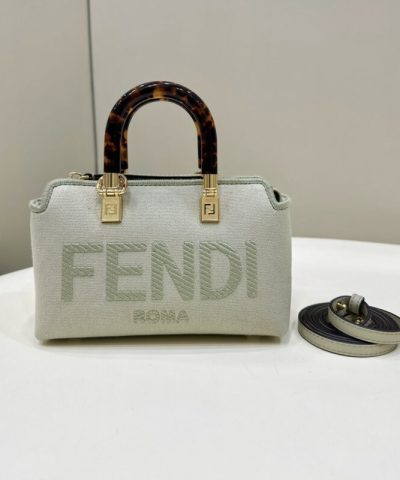Replica Fendi By The Way Boston Beige Cotton - 1:1 premium replica handbag