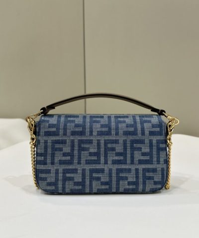 Replica Fendi Baguette Small Dark Bue Denim - 1:1 premium replica handbag