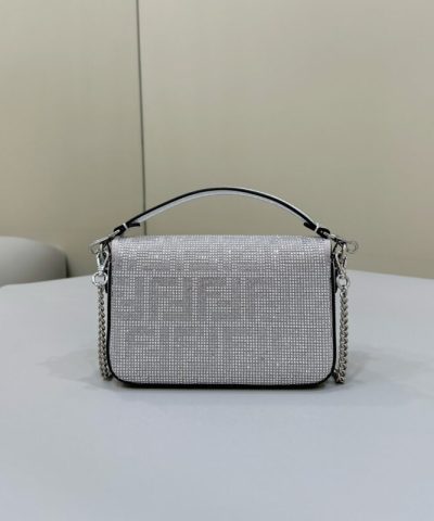 Replica Fendi Baguette Silver Diamond - affordable luxury replica bag