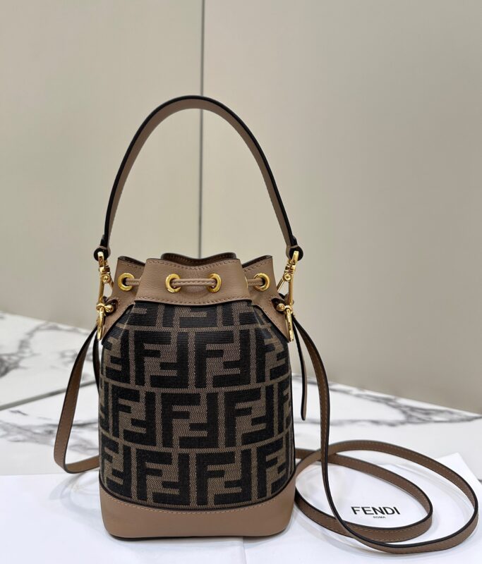 Replica Fendi Tresor Mini Bucket Brown - 1:1 premium replica handbag