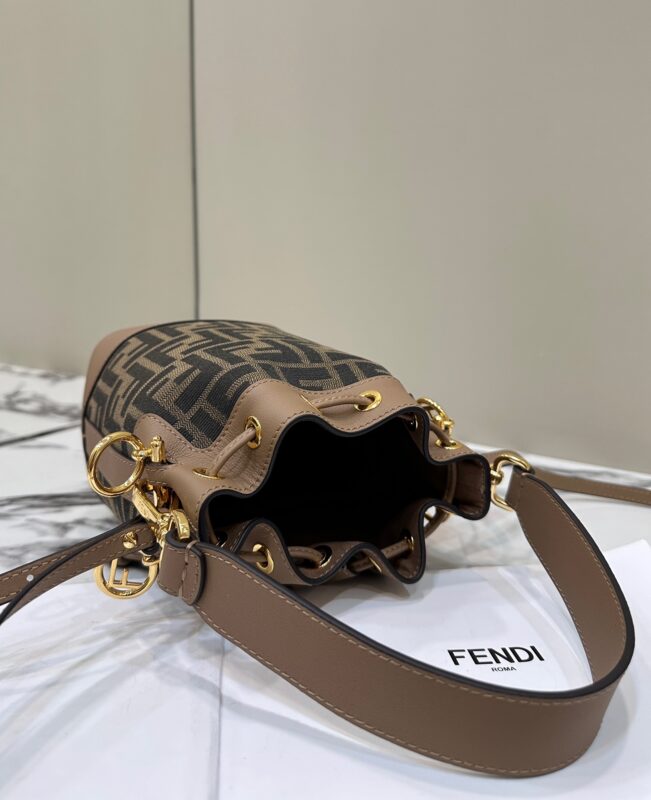 Replica Fendi Tresor Mini Bucket Brown - elite factory replica handbag