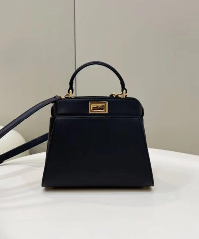 Replica Fendi Peekaboo With Patch Pocket Black - top-grade luxury bag dupe