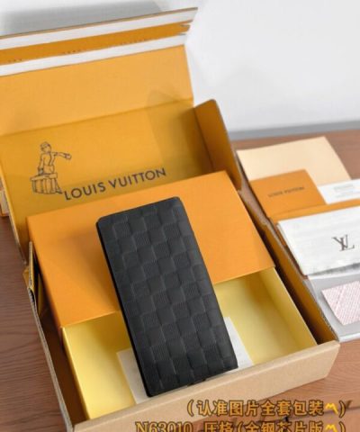 Louis Vuitton Brazza Wallet Black Grid - elite factory replica handbag