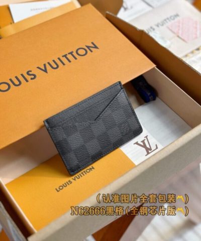 Louis Vuitton Card Holder Black Grid - elite factory replica handbag