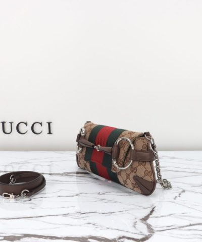 Replica Gucci Horsebit Chain Shoulder Bag Brown