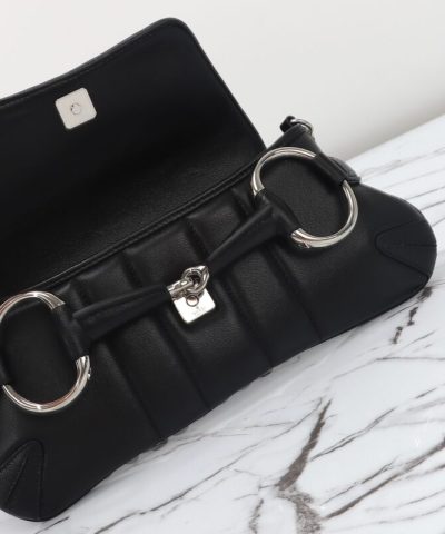 Replica Gucci Horsebit Chain Shoulder Bag Black - premium superclone handbag