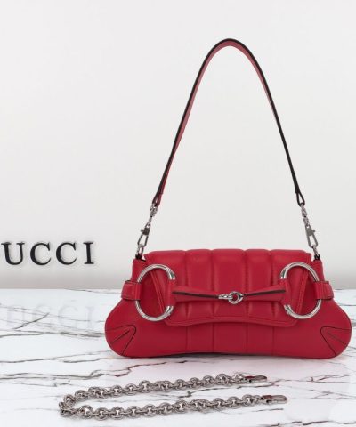 Replica Gucci Horsebit Chain Shoulder Bag Red - designer handbag clone