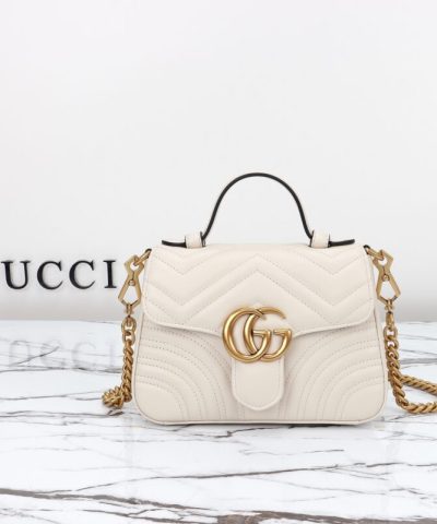 Replica Gucci GG Marmont Top Handle White - elite factory replica handbag