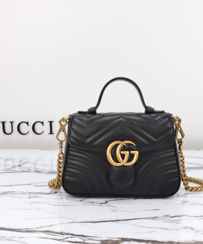 Replica Gucci GG Marmont Top Handle Black - high-quality designer bag dupe