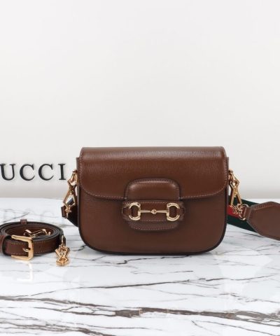 Replica Gucci Horsebit 1955 Double G Mini Brown