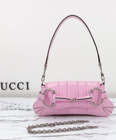 Replica Gucci Horsebit Chain Shoulder Bag Pink