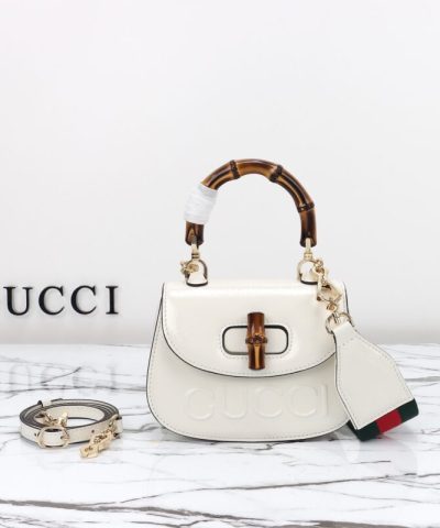 Replica Gucci Bamboo 1947 Patent White - premium superclone handbag