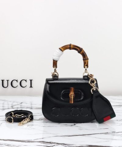 Replica Gucci Bamboo 1947 Patent Black - high-end replica designer purse