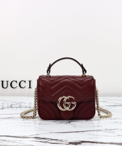 Replica Gucci Marmont Mini Top Handle Bordeaux - affordable luxury replica bag