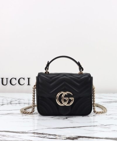 Replica Gucci Marmont Mini Top Handle Black - premium superclone handbag