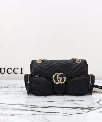 Replica Gucci Marmont 2.0 GG Shoulder Bag Black