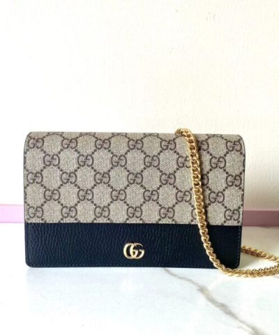 Replica Gucci GG Marmont Chain Bag Black