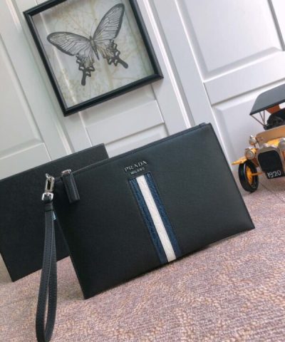 Replica Prada Large Pouch White Line - elite factory replica handbag