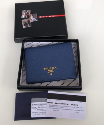 Replica Prada Saffiano Two Fold Wallet Blue - 1:1 premium replica handbag