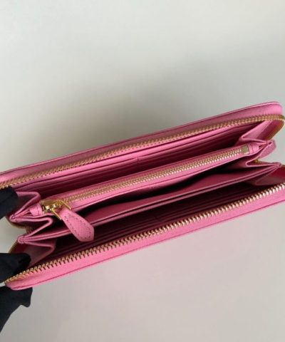Replica Prada Saffiano Long Zipper Wallet Pink