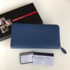 Replica Prada Saffiano Long Zipper Wallet Blue - premium superclone handbag