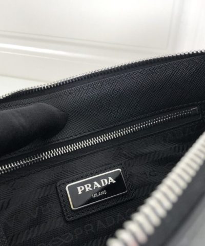 Replica Prada Saffiano Pouch Silver