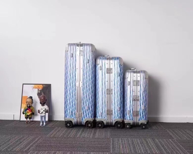 Rimowa & Dior Suitcase Light Blue - elite factory replica handbag