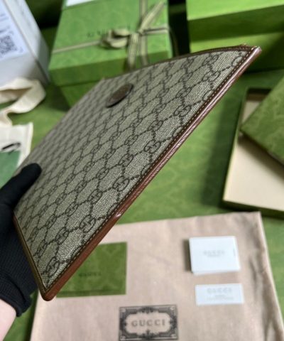 Replica Gucci Ophidia Clutch Brown - 1:1 premium replica handbag