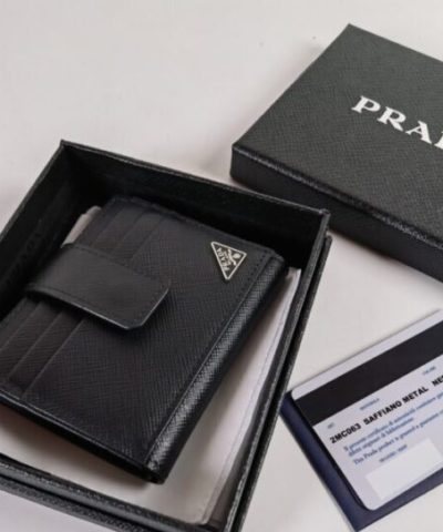 Replica Prada Saffiano Two Fold Compact Wallet - designer handbag clone