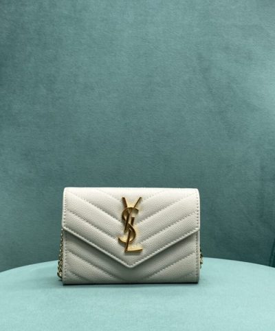 Yves Saint Laurent Chain Wallet White - designer handbag clone