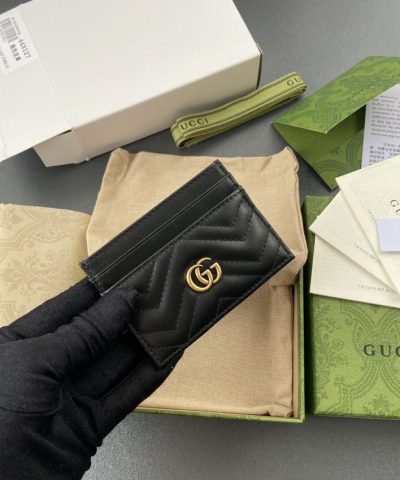 Replica Gucci Marmont Card Holder Black - designer handbag clone