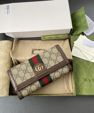 Replica Gucci Ophidia Long Wallet Brown - affordable luxury replica bag