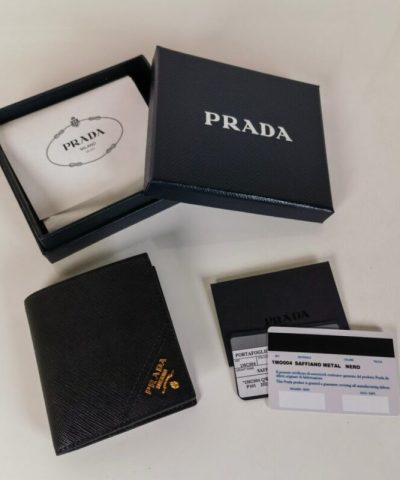 Replica Prada Saffiano Short Wallet Golden