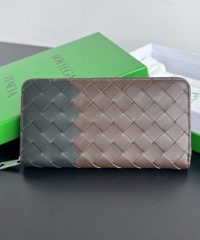 Replica Bottega Veneta Zip Long Wallet Brown&Black - high-quality designer bag dupe