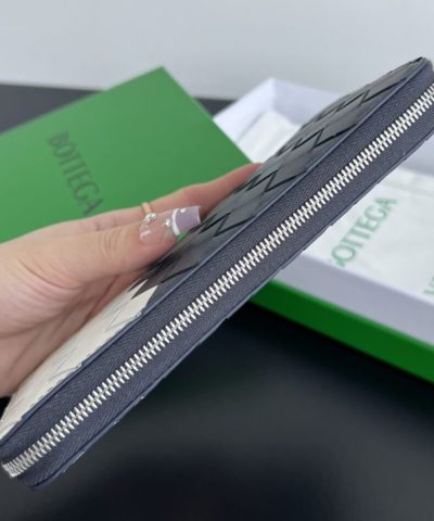 Replica Bottega Veneta Zip Long Wallet White&Blue - top-grade luxury bag dupe