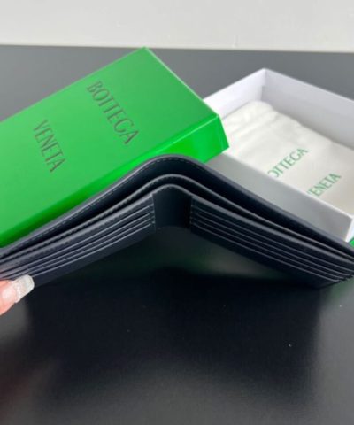 Replica Bottega Veneta Intrecciato Bi – Fold Wallet White&Blue