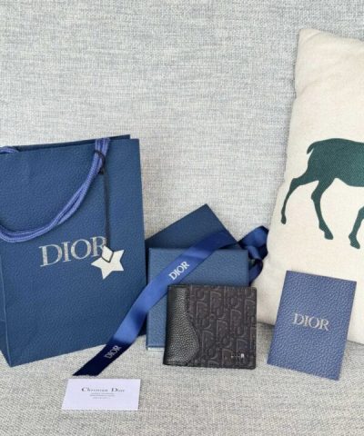 Replica Dior Jacquard Wallet Oblique Black