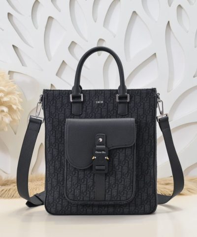 Replica Dior Saddle Shopping Tote Oblique Black - top-grade luxury bag dupe