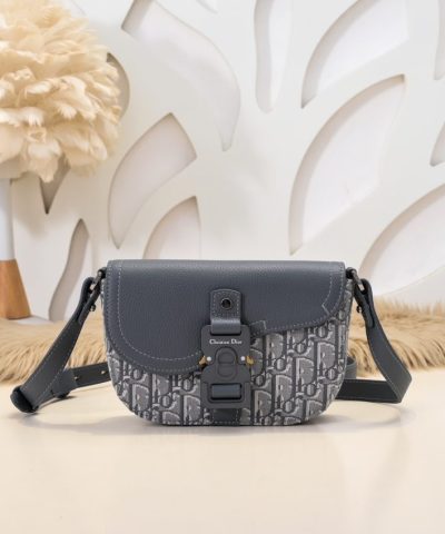 Replica Dior Saddle Messenger Bag Oblique Grey