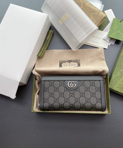 Replica Gucci Ophidia Zipper Wallet Grey - affordable luxury replica bag