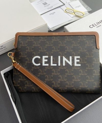 Celine Triumphe Clutch Brown