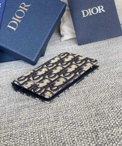 Replica Dior Bi Fold Card Holder Oblique White - premium superclone handbag