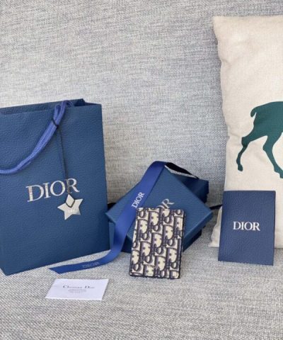 Replica Dior Bi Fold Card Holder Oblique White