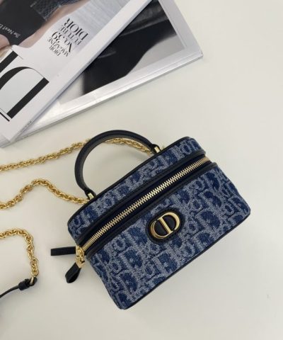Replica Dior 30 Montaigne Vanity Denim Blue - high-end replica designer purse