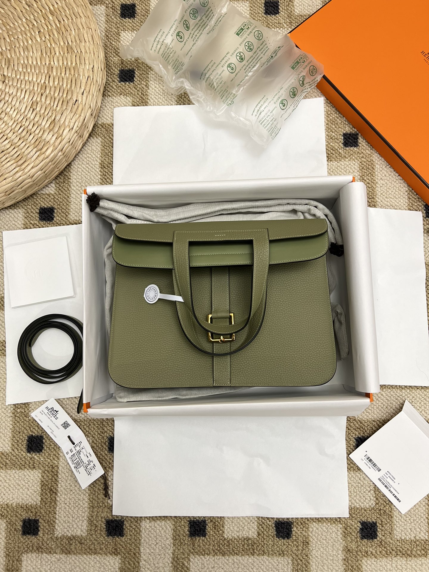 Replica Hermès Halzan Green